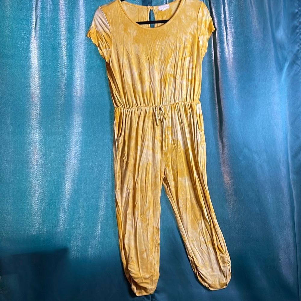 Yellow and white tie dye romper